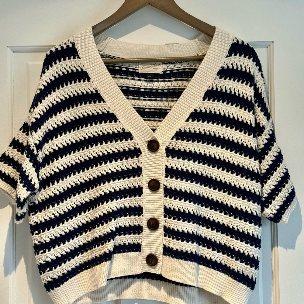 Universal Thread Navy and Cream Striped Cardigan